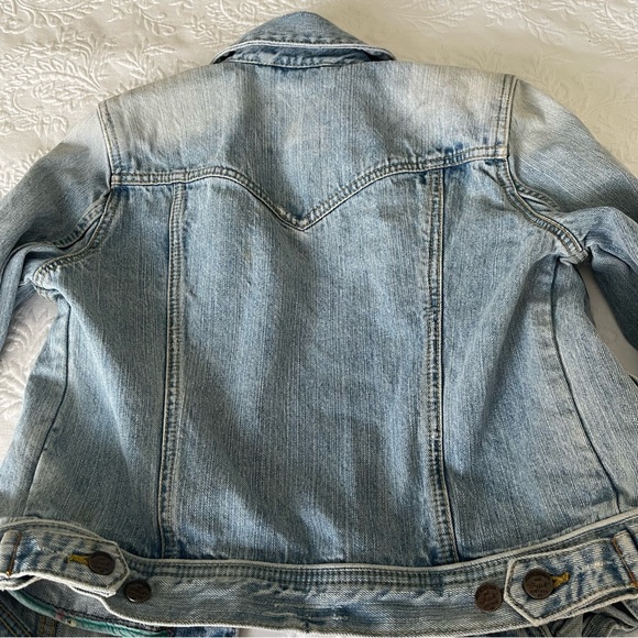 Abercrombie & Fitch Blue Distressed Jean Jacket size L - Picture 6 of 11